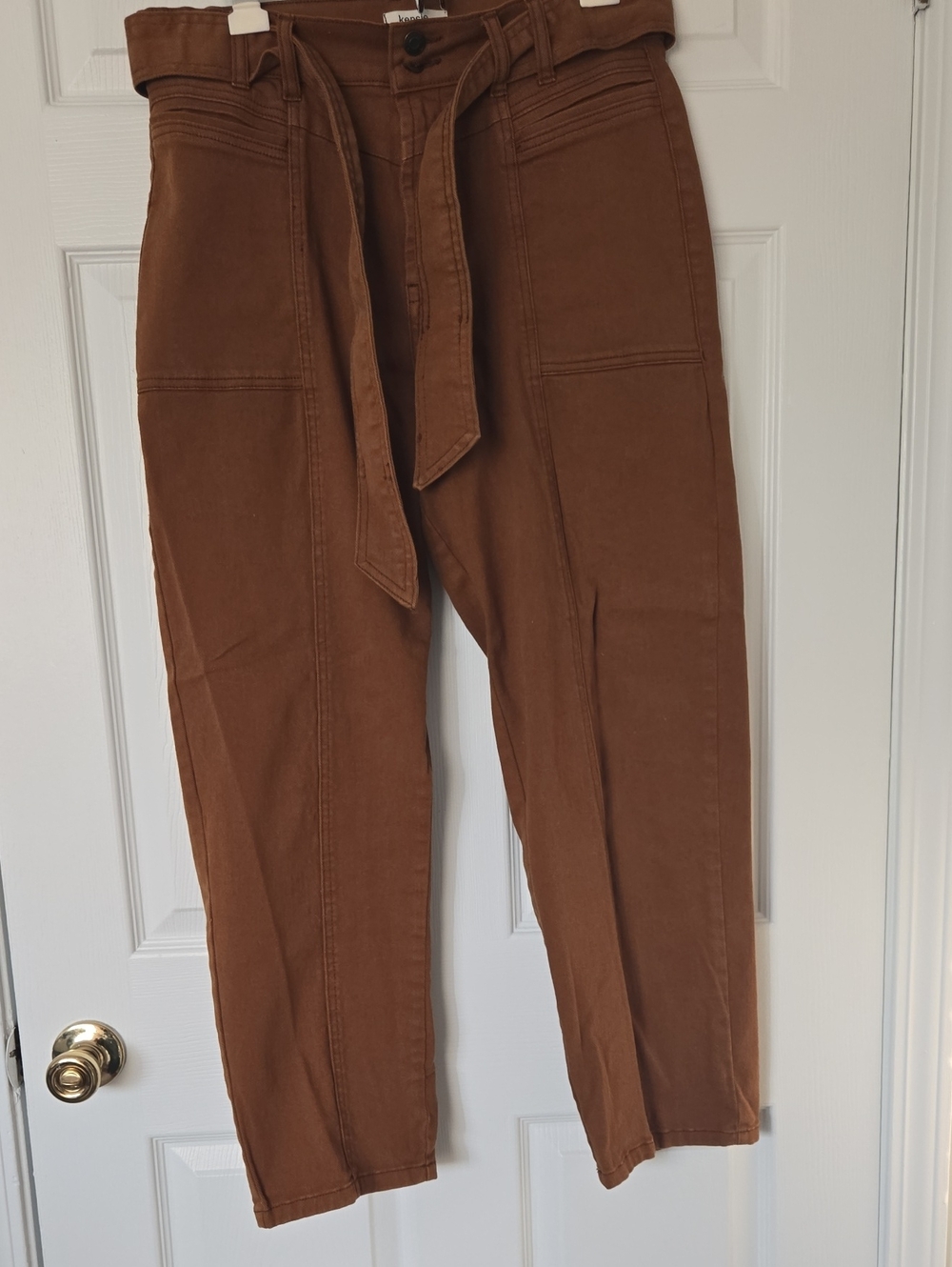 Kensie Jeans High-Rise Belted Pants - Rust Brown